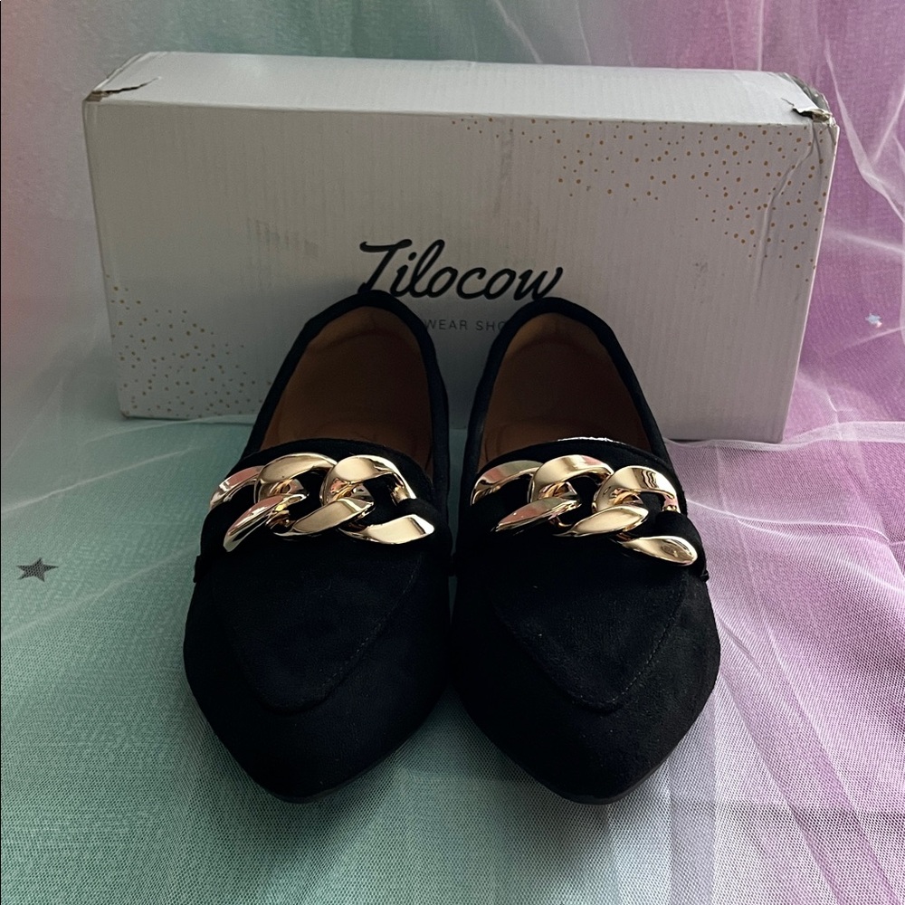 Tilocow Black Suede Women's Flats